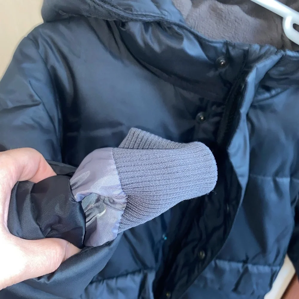 GAP Boys Puffer Jacket Size 3T Navy Hooded Fleece Lined Winter Coat